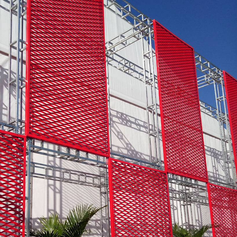 Expanded metal mesh installed on the factory wall