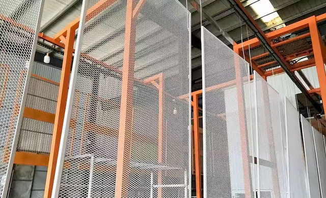 Architectural expanded metal in the powder coating process