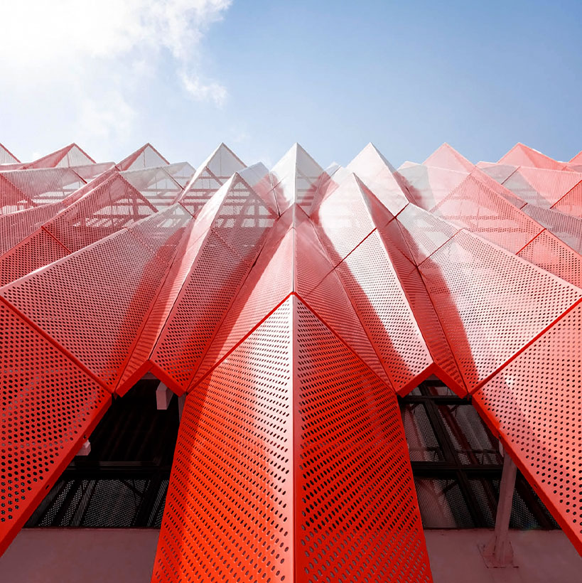 Perforated meta for hotel sunshade