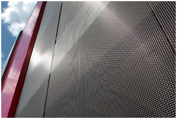 Architectural wire mesh is used as building facade