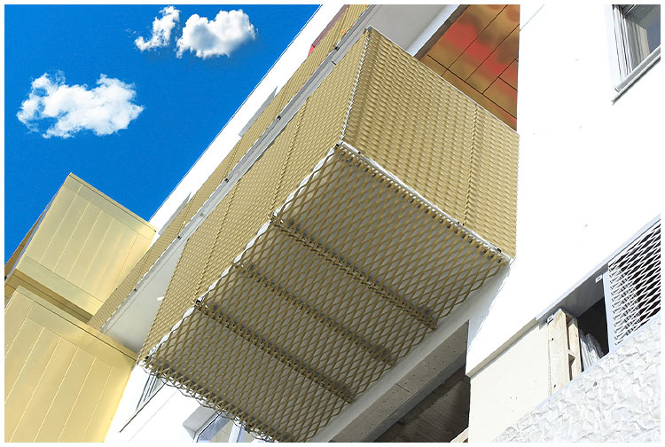 Architectural expanded metal mesh is used as balcony handrails